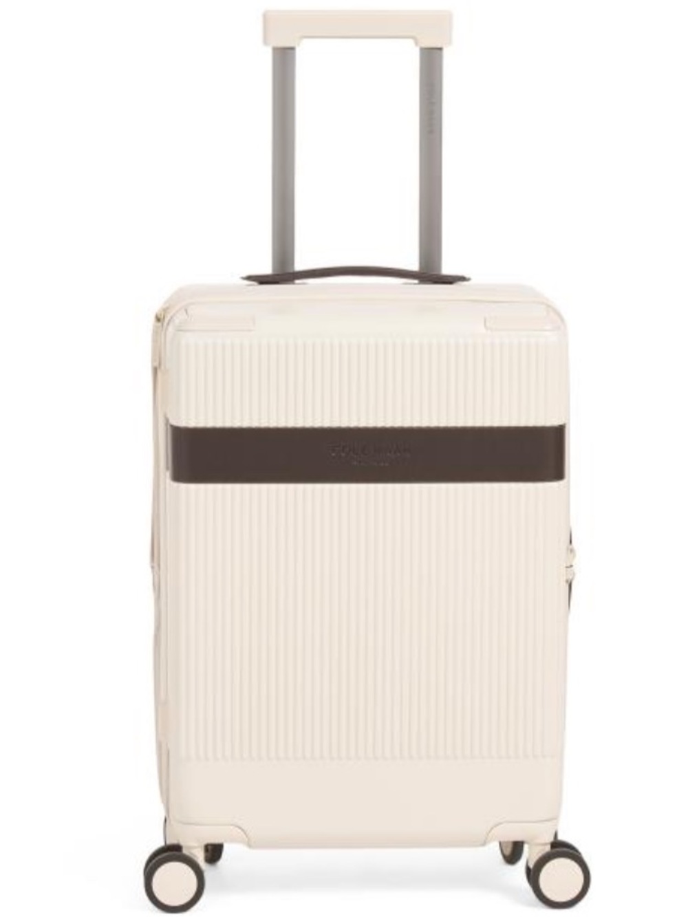 Cole HAAN Cream Hardside Carry-On Spinner with Dark Brown Accent